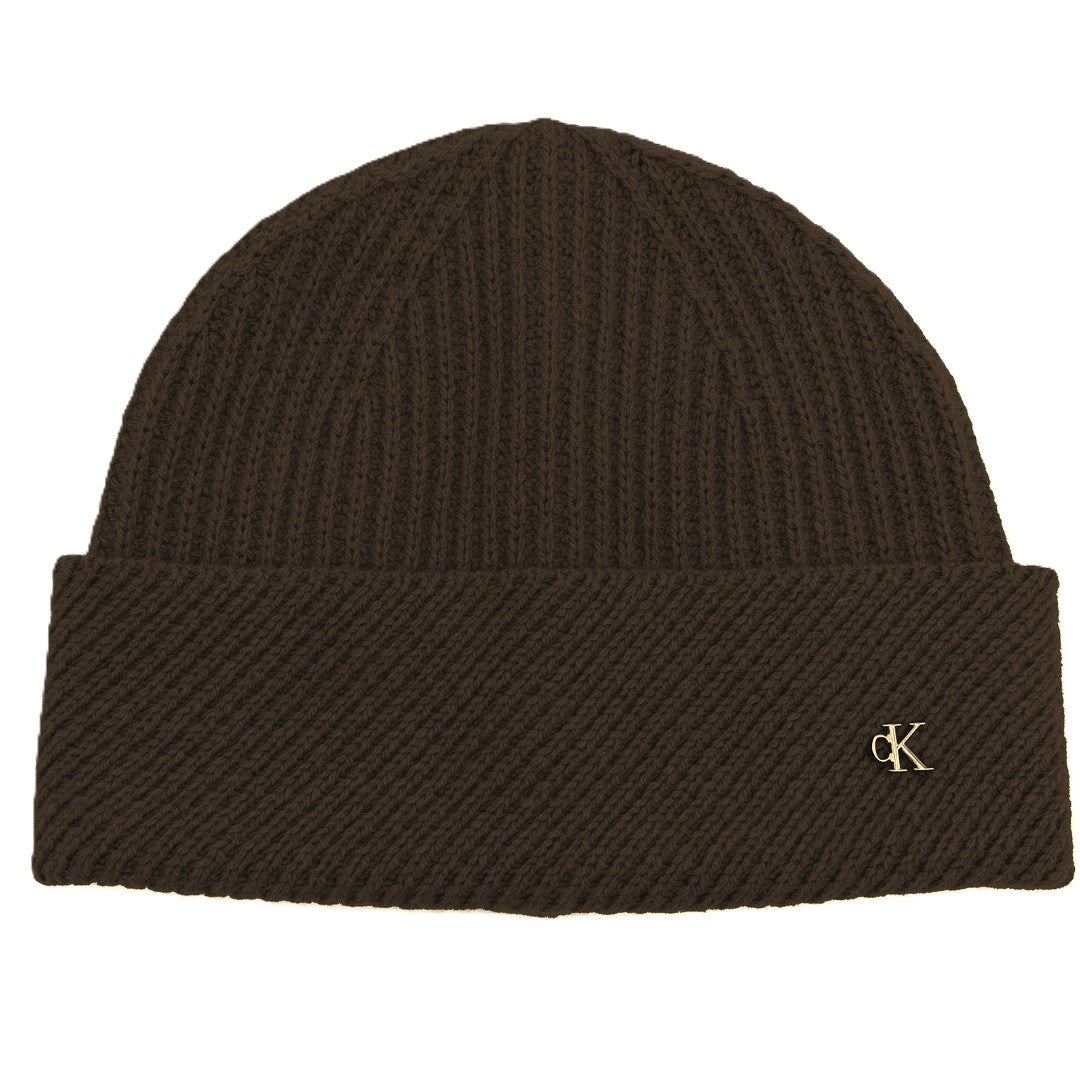Calvin Klein Donna Berretto Ck Metal Wool Slanted Rib Beanie - LV04F8118G-BAL