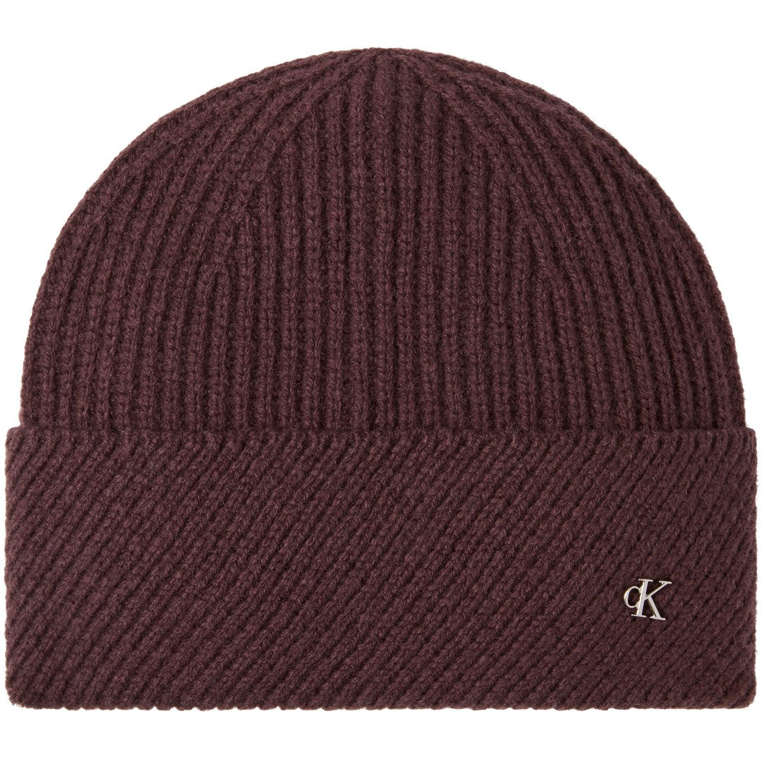 Calvin Klein Donna Berretto Ck Metal Wool Slanted Rib Beanie - LV04F8118G-BAP