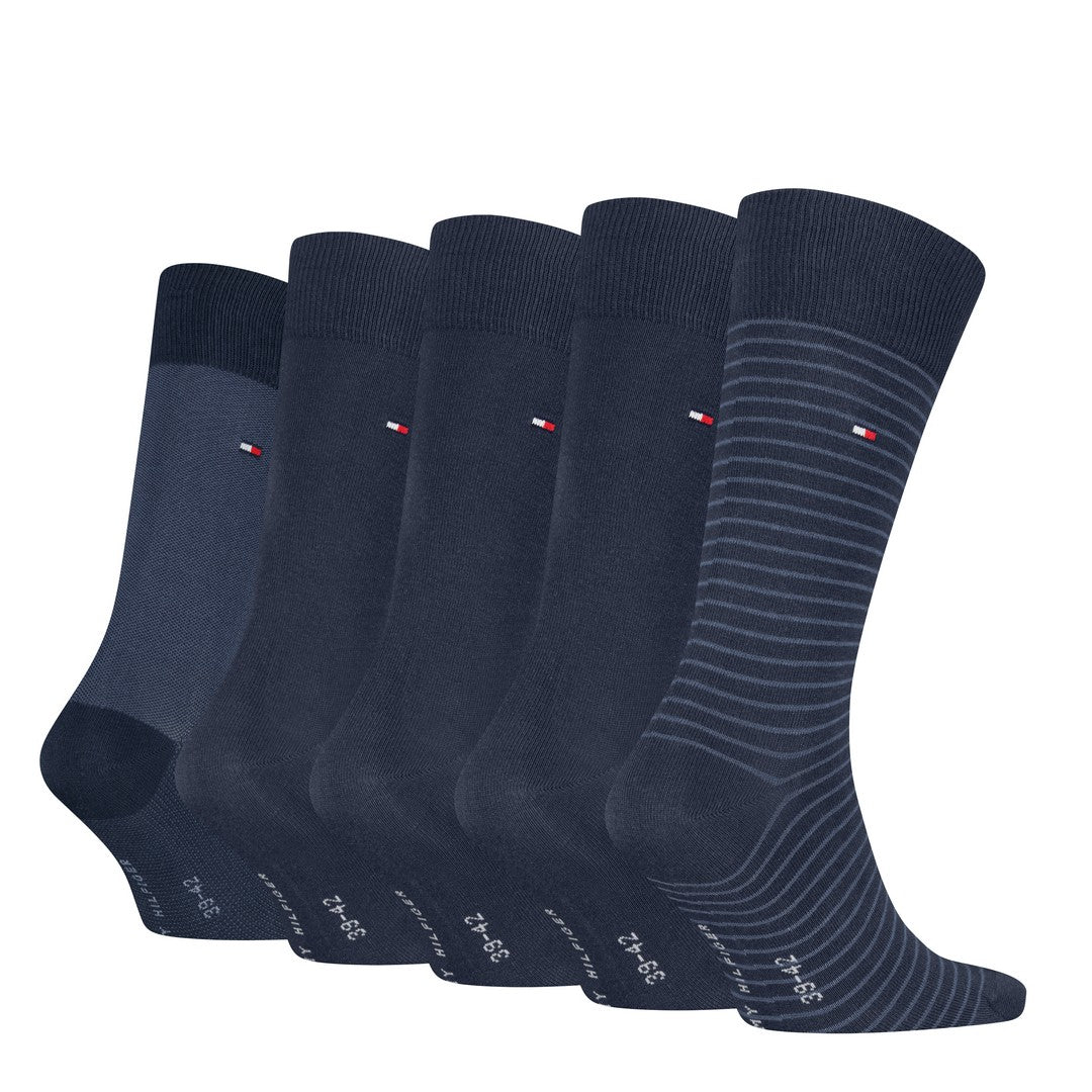 Tommy Hilfiger Uomo 5P Calze Corte Caldo Cotone Giftbox Stripe 701241156001