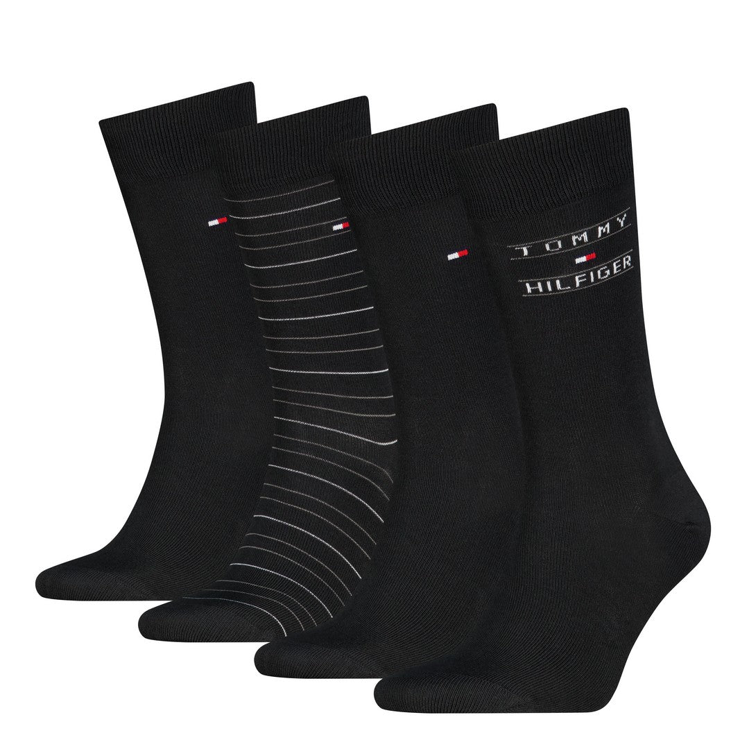 Tommy Hilfiger Uomo 4P Calze Corte Caldo Cotone Giftbox Stripe 701241158002