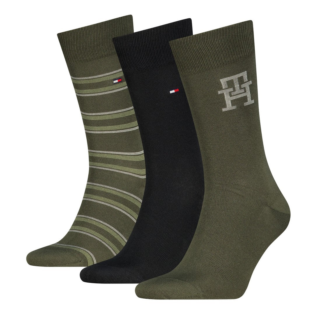 Tommy Hilfiger Uomo 3P Calze Corte Caldo Cotone Giftbox Monogram 701241159004