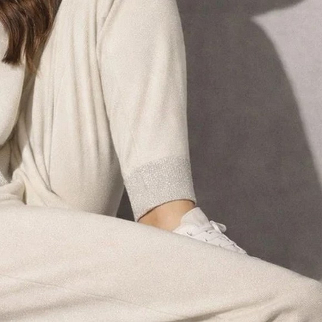 Lormar Tuta Donna in Maglia Rasata Leggera con Filo Lurex con Zip Feeling