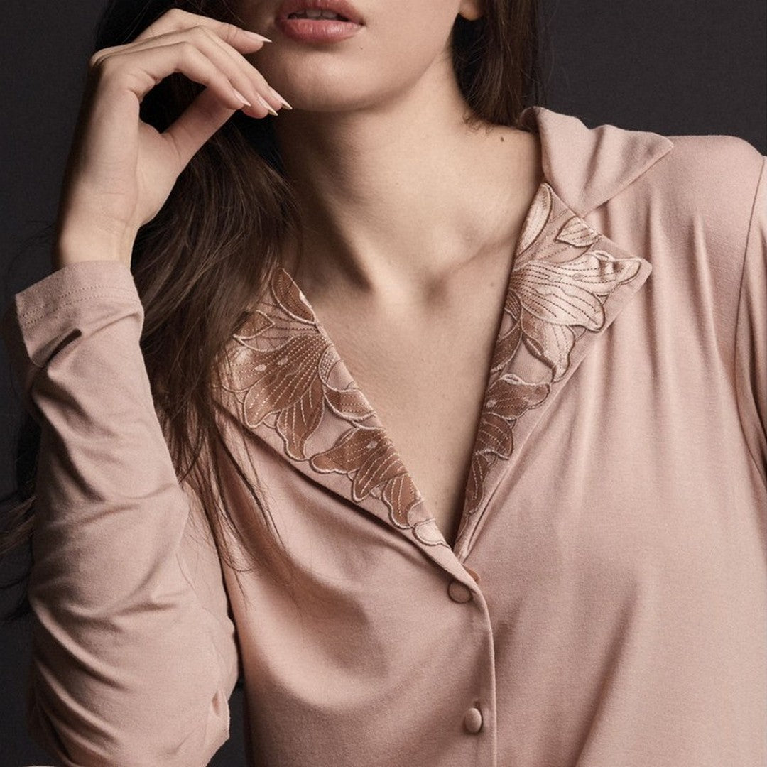 Lormar Pigiama Aperto Donna in Viscosa Pesante Manica Lunga Couture