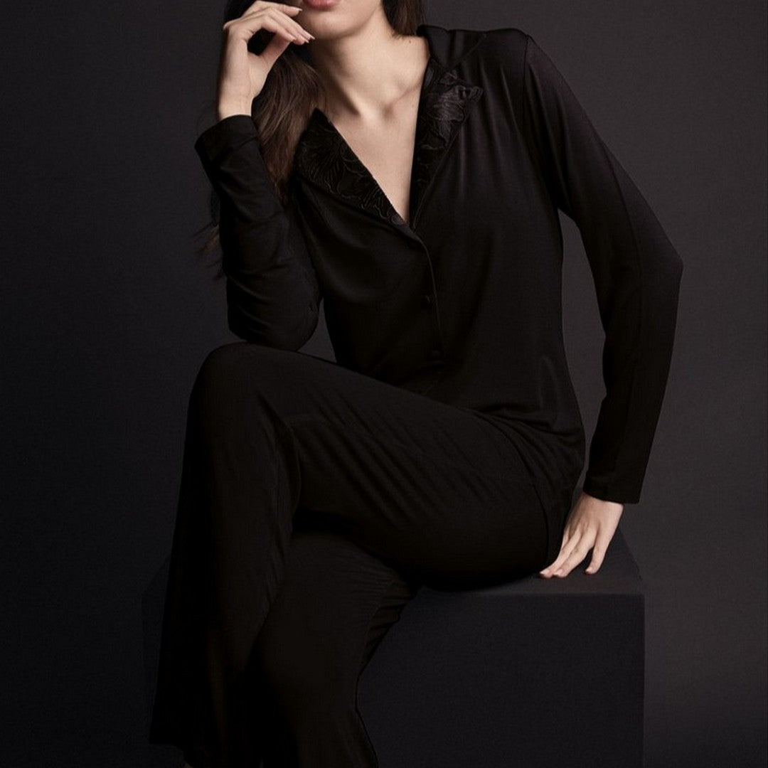 Lormar Pigiama Aperto Donna in Viscosa Pesante Manica Lunga Couture