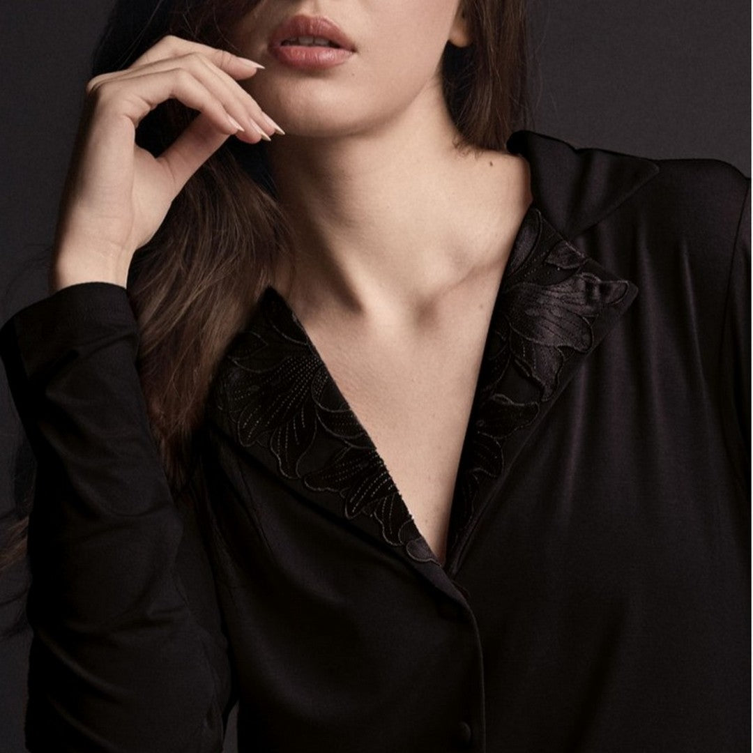 Lormar Pigiama Aperto Donna in Viscosa Pesante Manica Lunga Couture