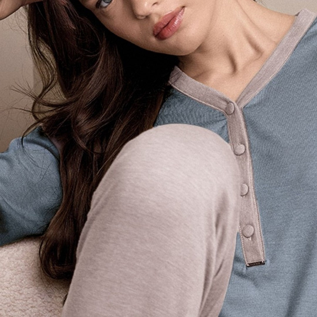 Lormar Pigiama Donna in Viscosa Pesante Manica Lunga Pantalone Lungo Midi