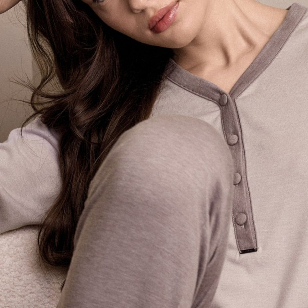 Lormar Pigiama Donna in Viscosa Pesante Manica Lunga Pantalone Lungo Midi