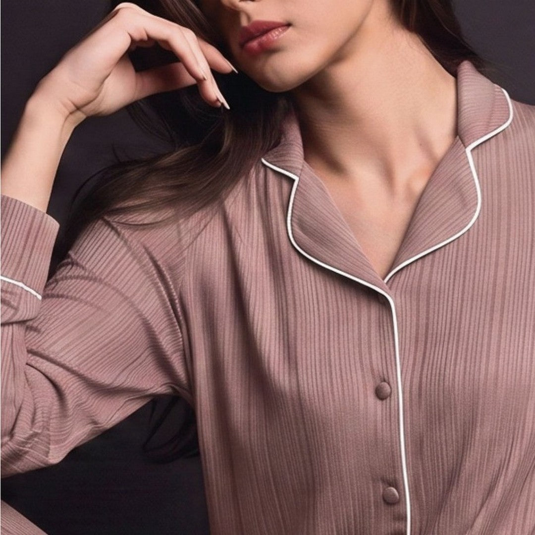Lormar Pigiama Aperto Donna in Viscosa Pesante Manica Lunga Wellness