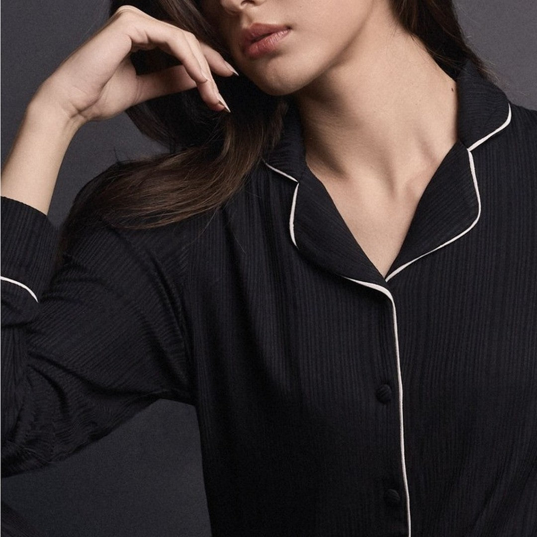 Lormar Pigiama Aperto Donna in Viscosa Pesante Manica Lunga Wellness