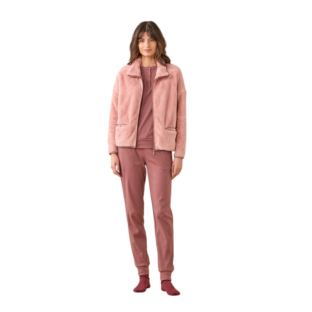 Noidinotte Pigiama 3 Pezzi Donna Caldo Cotone Giacca Eco Pelliccia  - LE001293