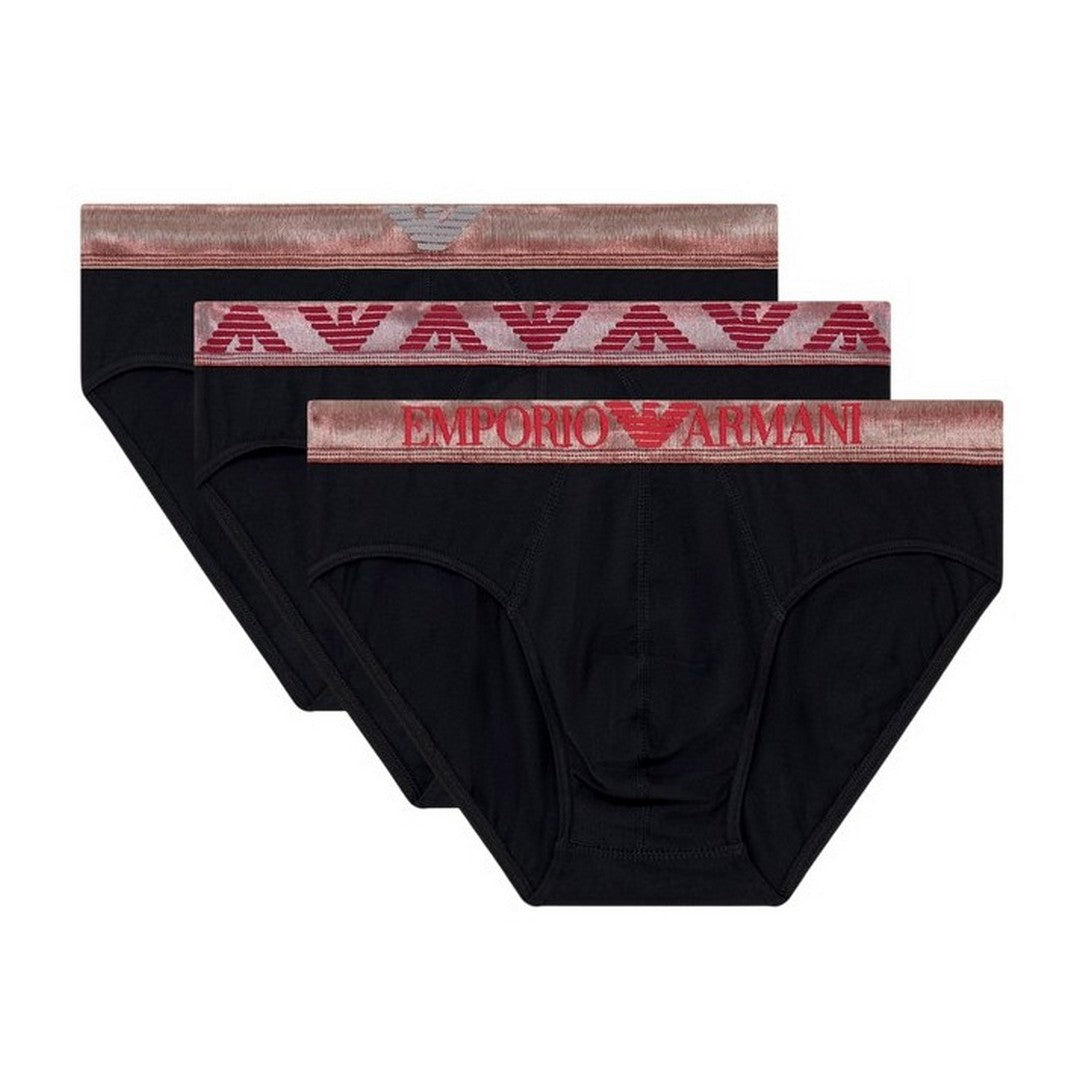 Emporio Armani 3 Pack Slip Uomo Elastico Logato Lucido - EM000258 AF25020 MC061