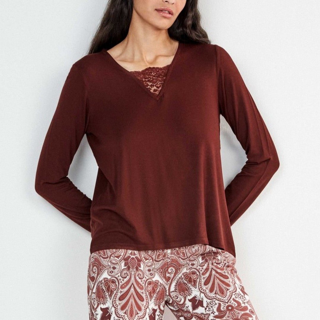 Gisela Pigiama Donna Lungo in Viscosa Stretch Dettagli in Pizzo 20434