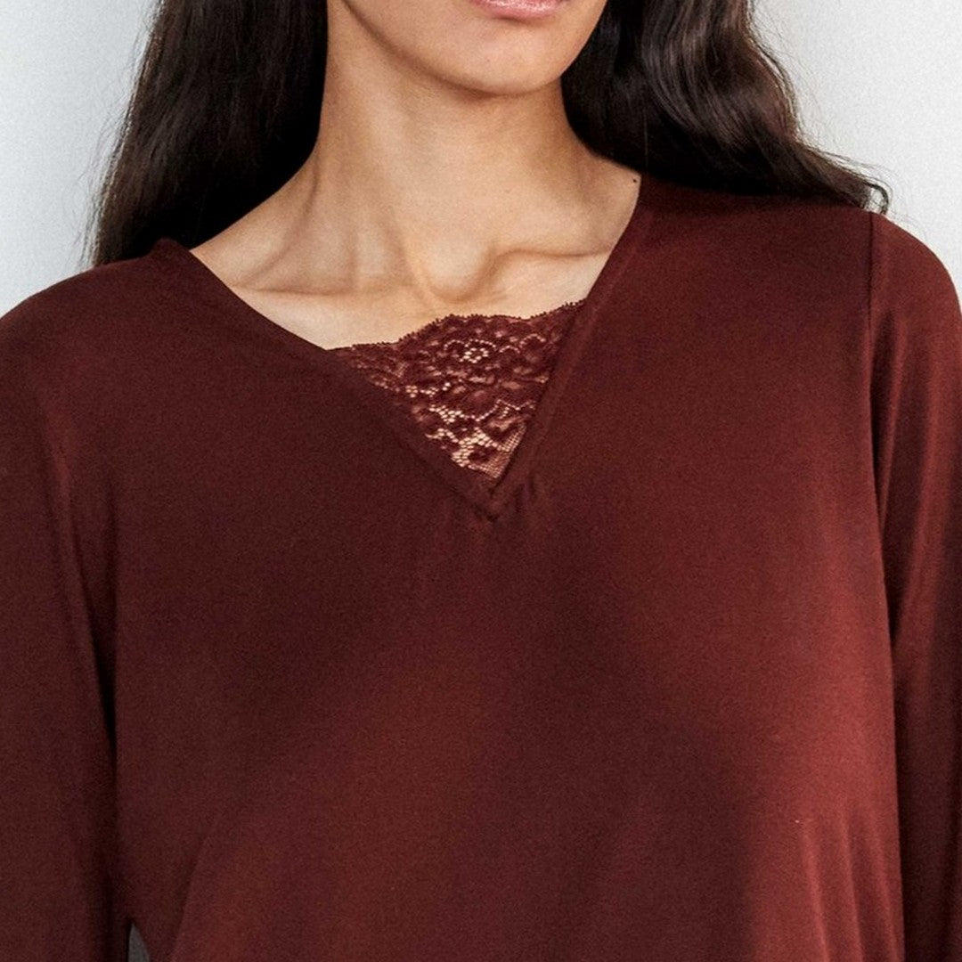 Gisela Pigiama Donna Lungo in Viscosa Stretch Dettagli in Pizzo 20434