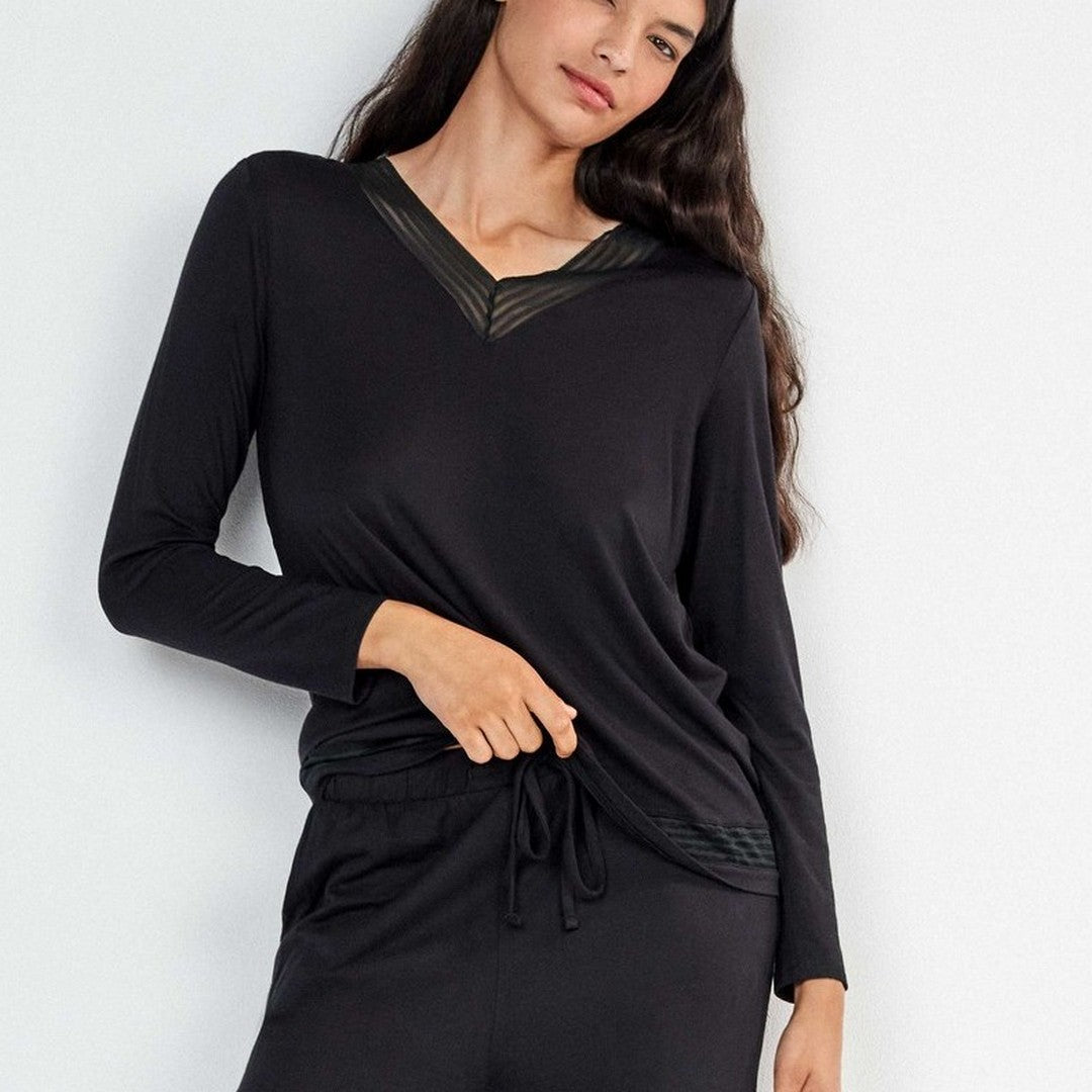 Gisela Pigiama Donna Lungo in Viscosa Stretch Dettagli in Pizzo 20446