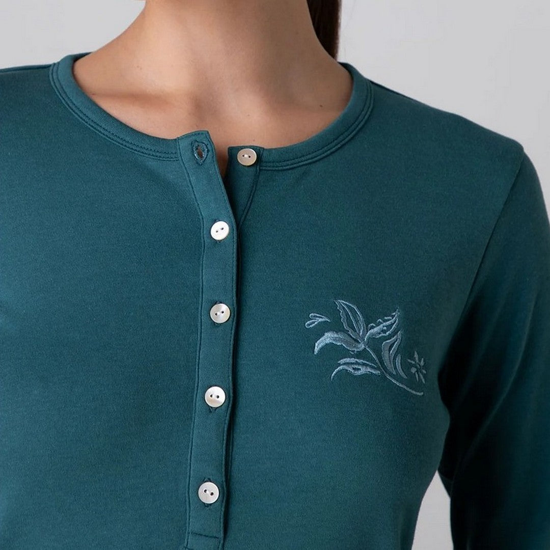 Lovable Donna Camicia Notte Serafino Manica Lunga Caldo Cotone - 9L0F3O