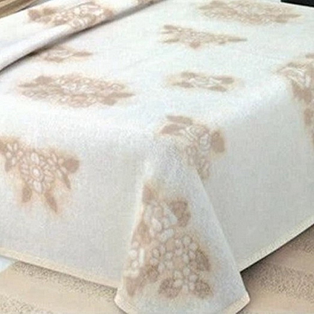 Coperta Fiori in Misto Lana con Bordatura in Velluto 210x250