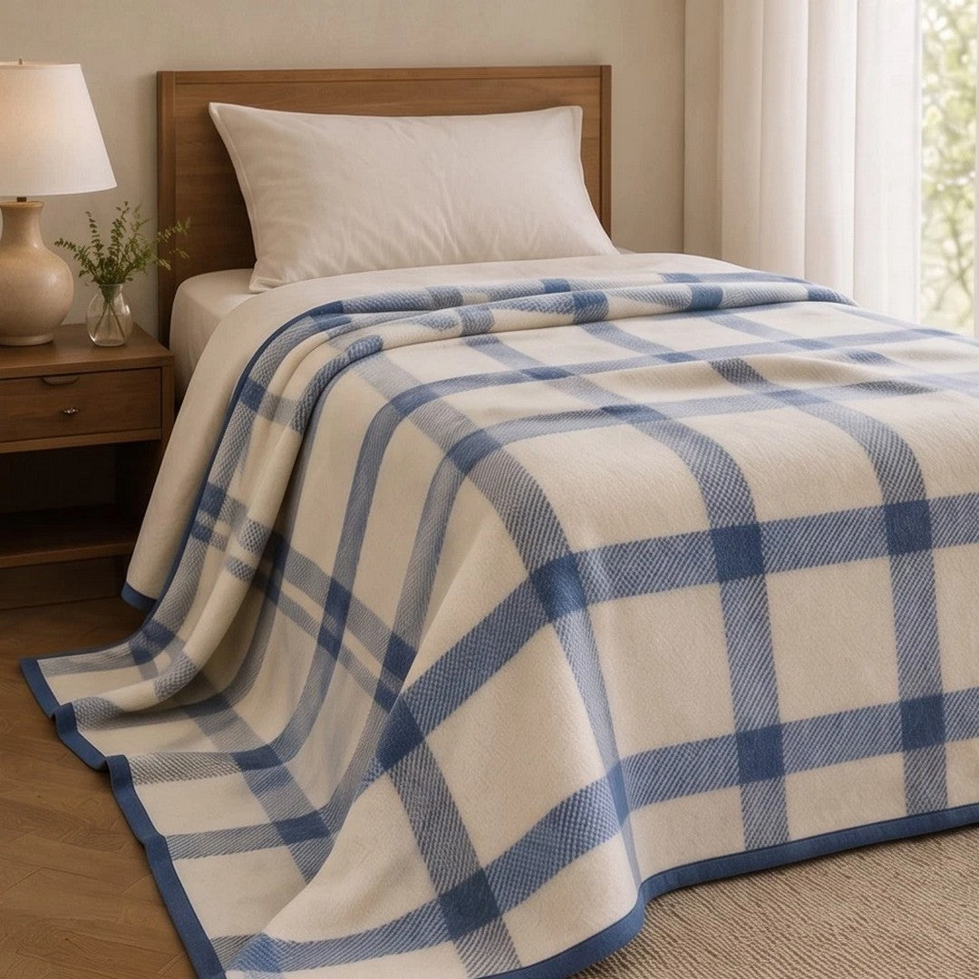 Marta Marzotto Coperta Marta Check in 100% Lana Vergine 210x250 cm