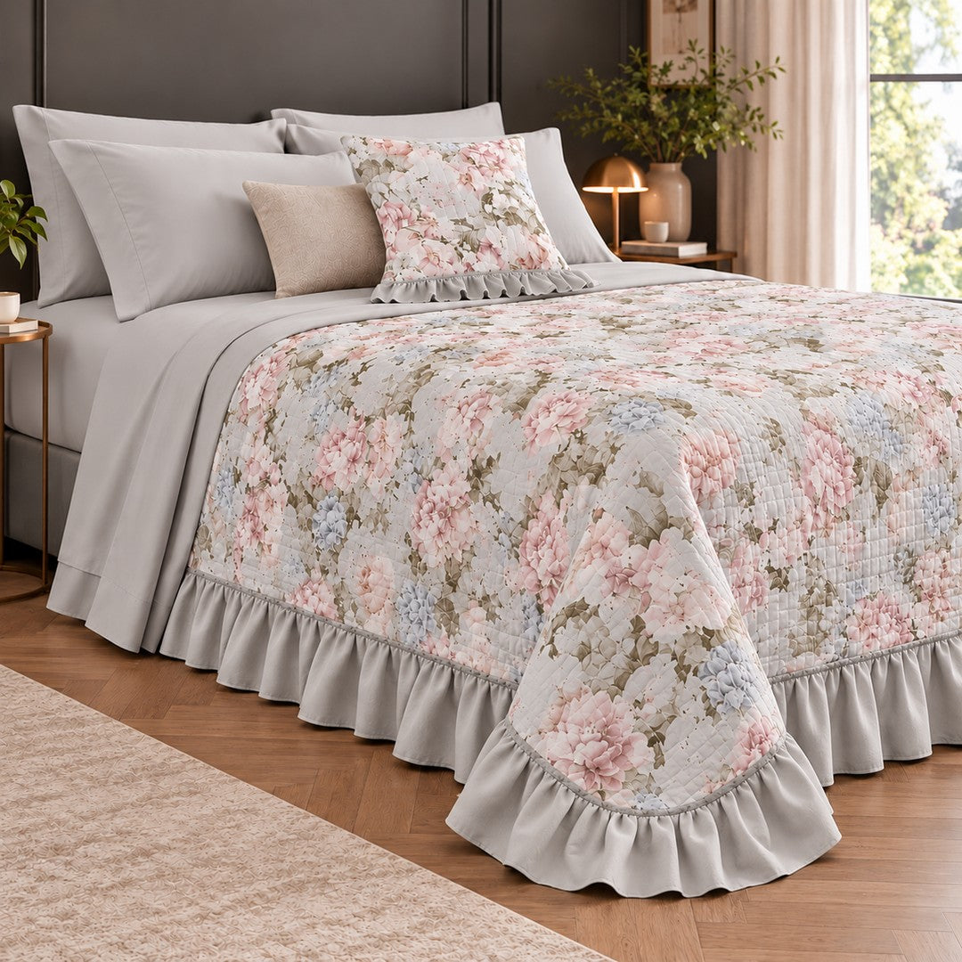 Nazareno Gabrielli Quilt Matrimoniale Floreale con Fodera Cuscino Arredo Dafne