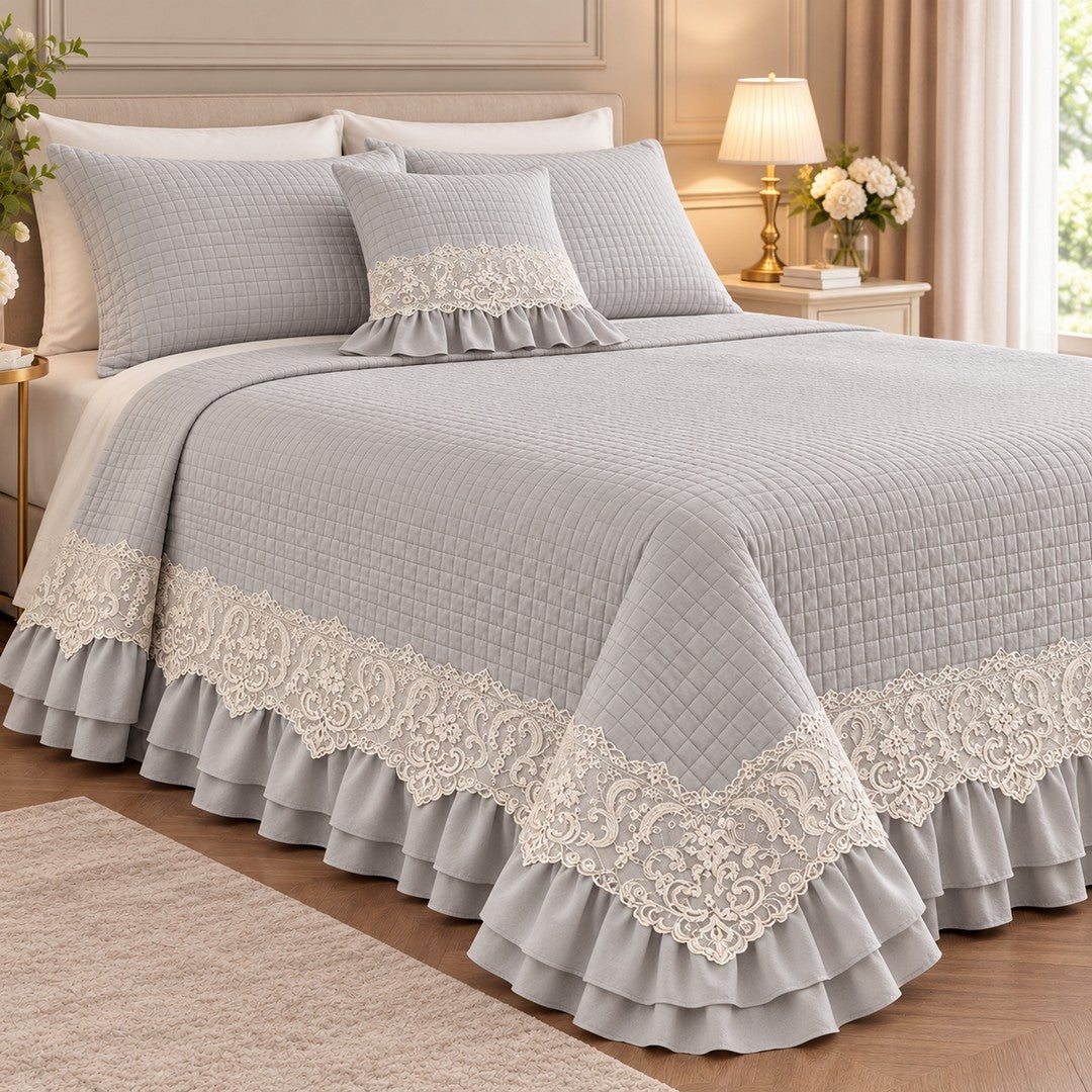 Nazareno Gabrielli Quilt Matrimoniale con Pizzo Fodera Cuscino Arredo Diana
