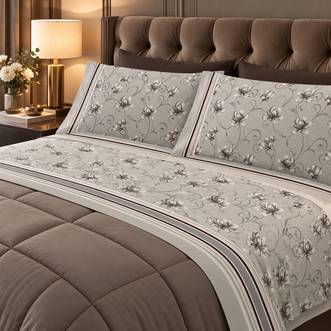 Super Europa Completo Letto Matrimoniale in Flanella di Cotone Siena