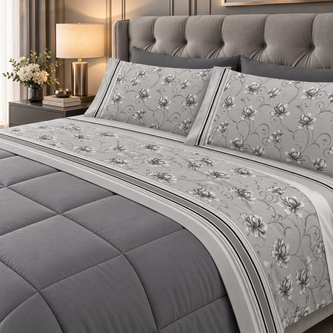 Super Europa Completo Letto Matrimoniale in Flanella di Cotone Siena