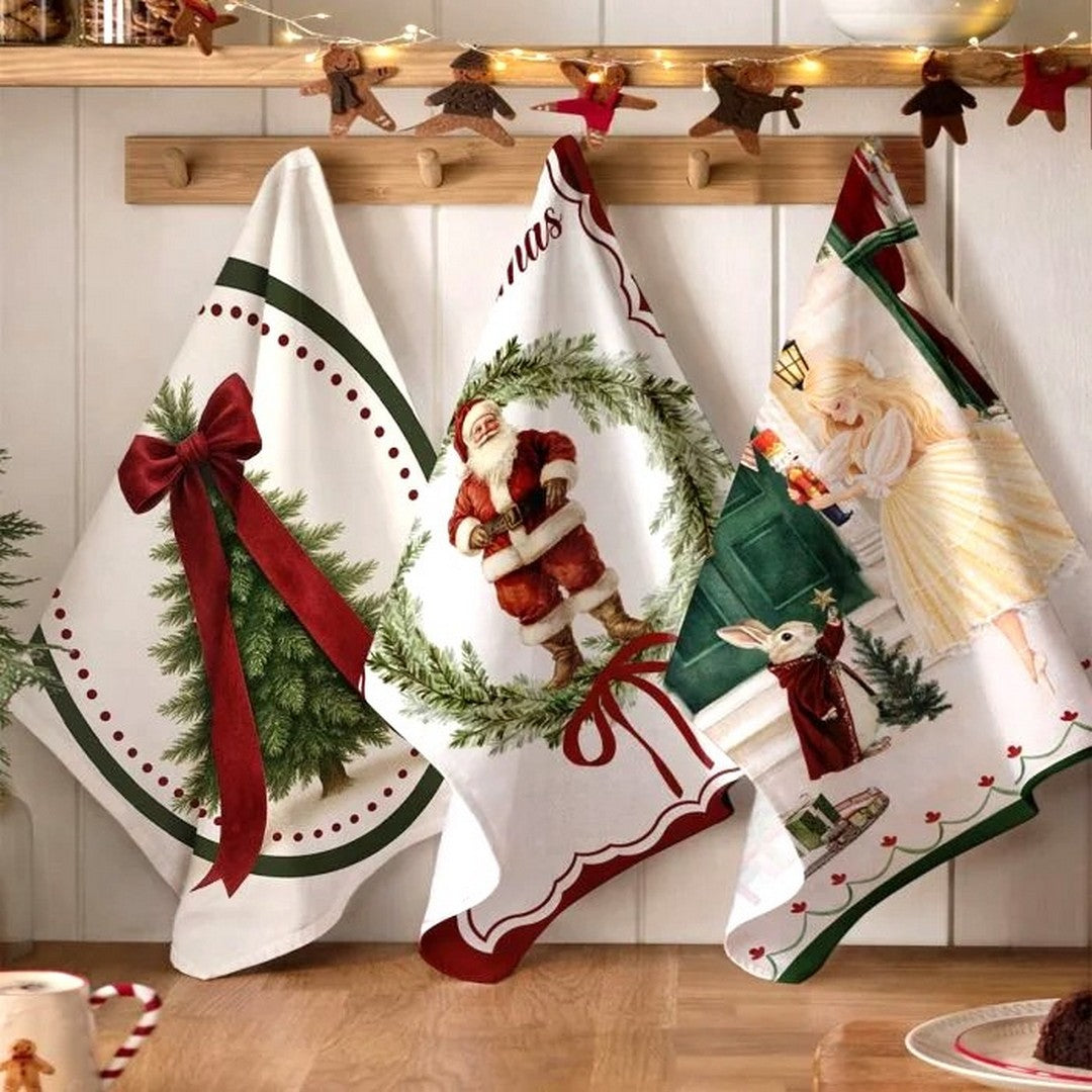Maestri Cotonieri Home Confezione 3 Strinacci Twill di Cotone Santa