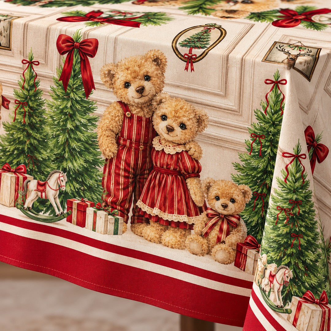 Maestri Cotonieri Home Tovaglia da Tavola in Twill di Cotone Famiglia Teddy