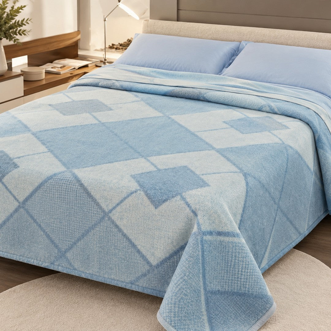 Coperta Misto Lana Double Face Rombi 400 gr 150x210 Singola Made in Italy