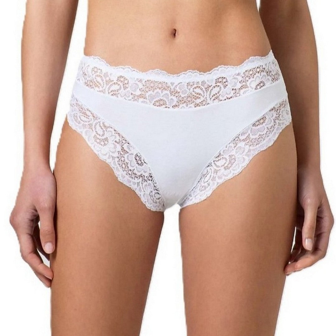 Jadea Slip Donna in cotone modal e pizzo Bianco