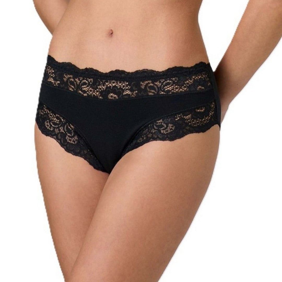 Jadea Slip Donna in cotone modal e pizzo Nero