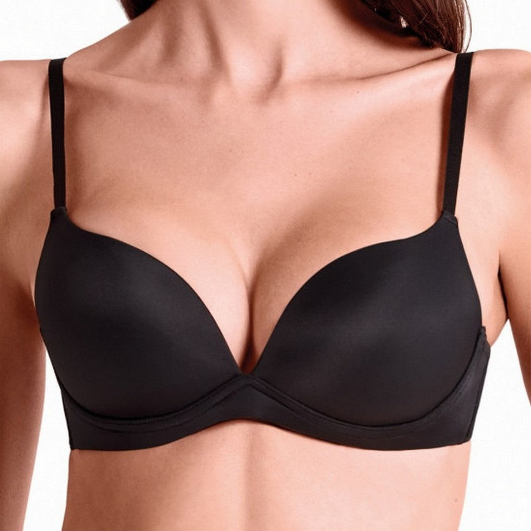 Lormar Reggiseno Donna Push-up liscio Senza Ferretto Nero