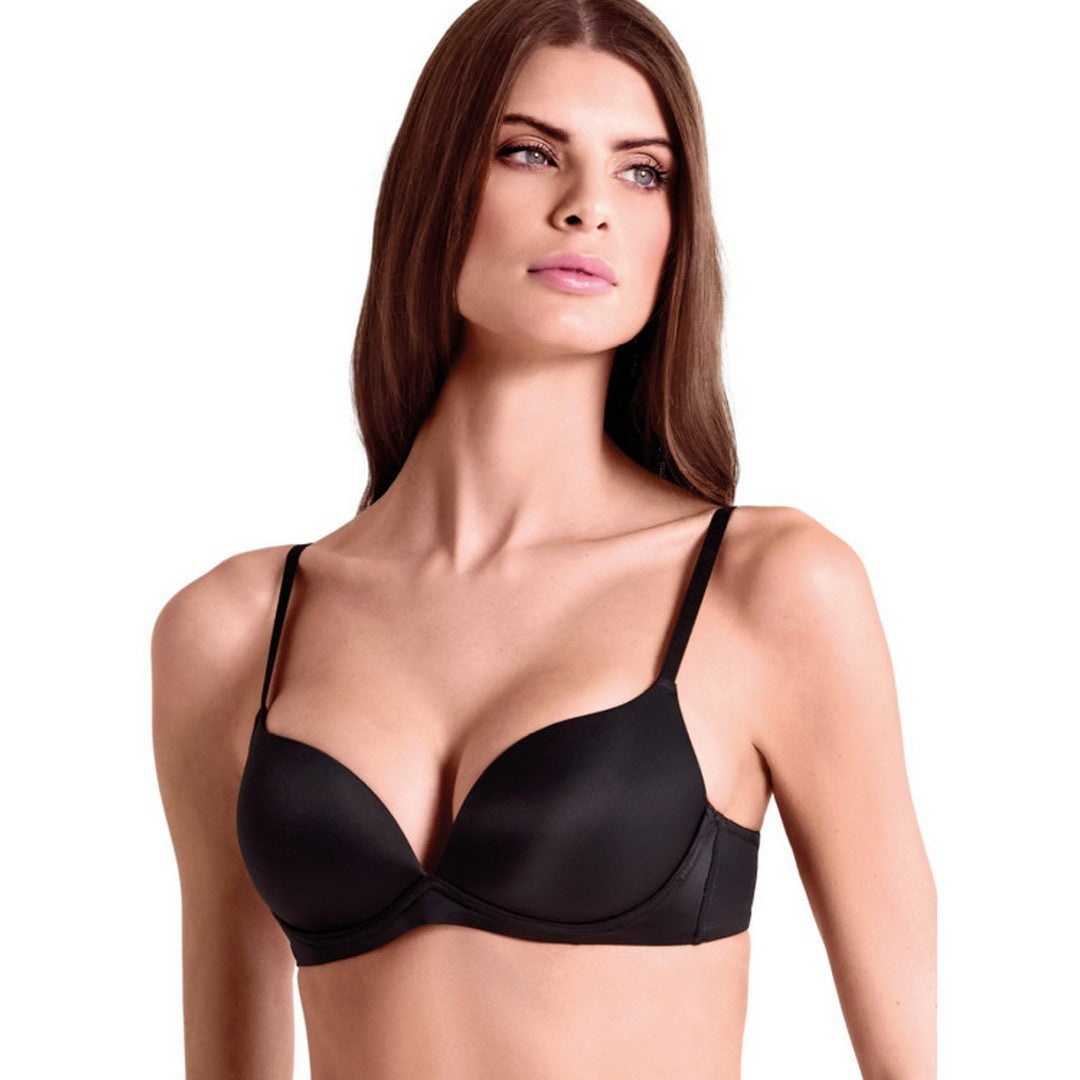 Lormar Reggiseno Donna Push-up liscio Senza Ferretto Nero