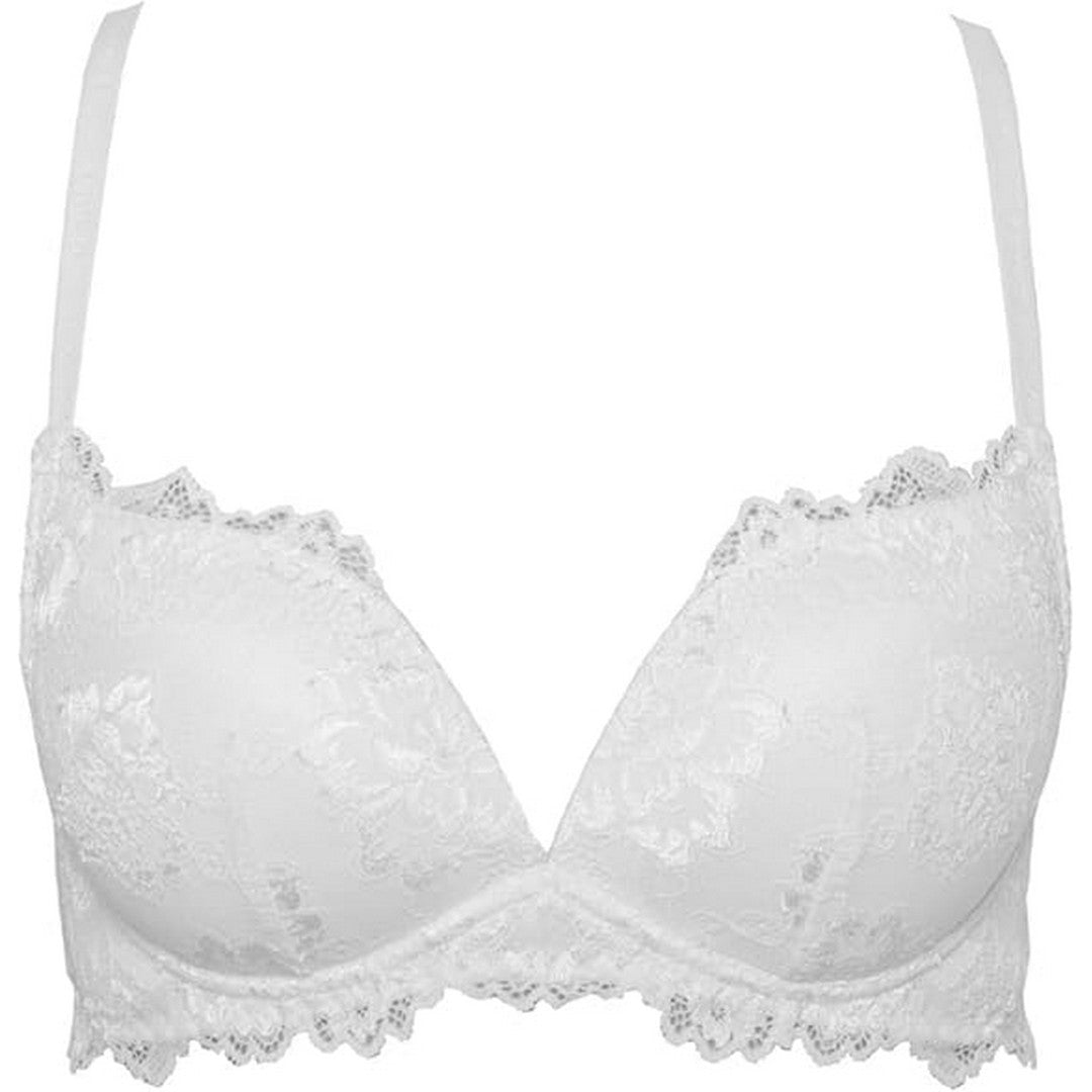 Lormar Reggiseno Donna Push-up in Pizzo Senza Ferretto Bianco