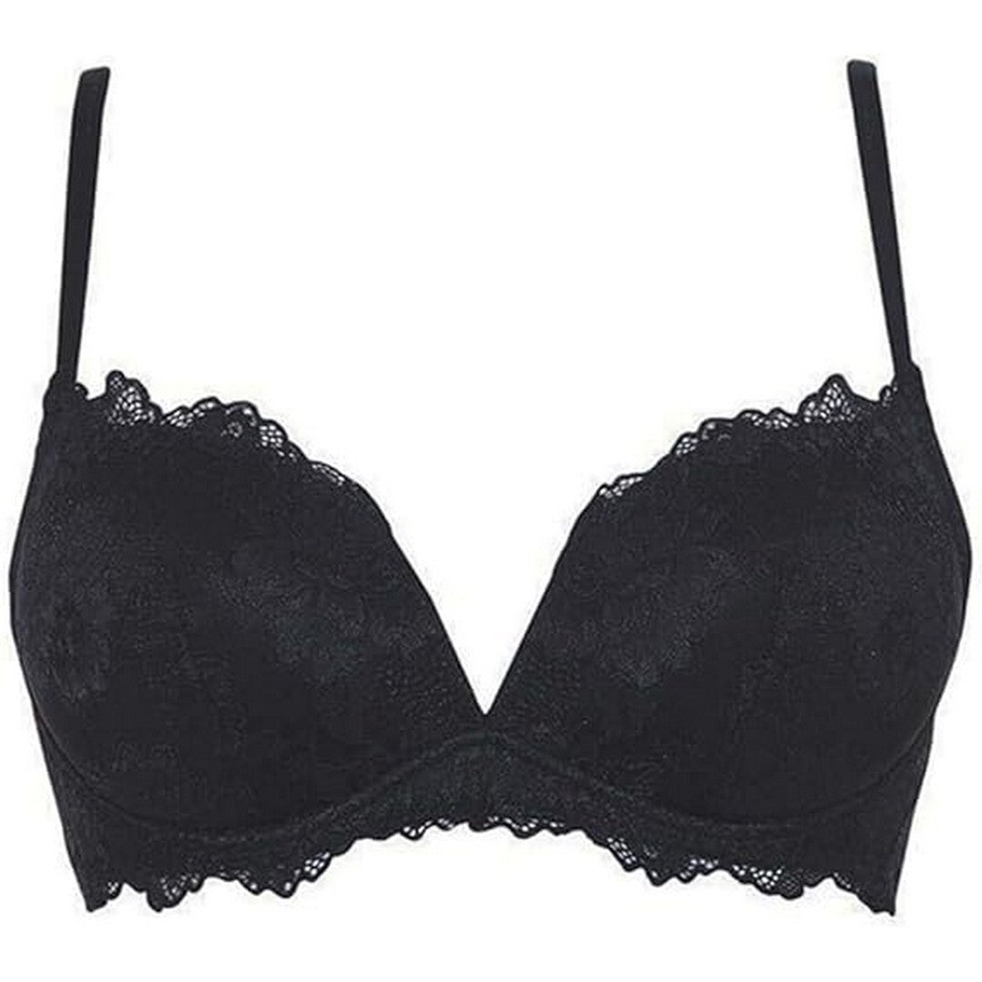 Lormar Reggiseno Donna Push-up in Pizzo Senza Ferretto Nero
