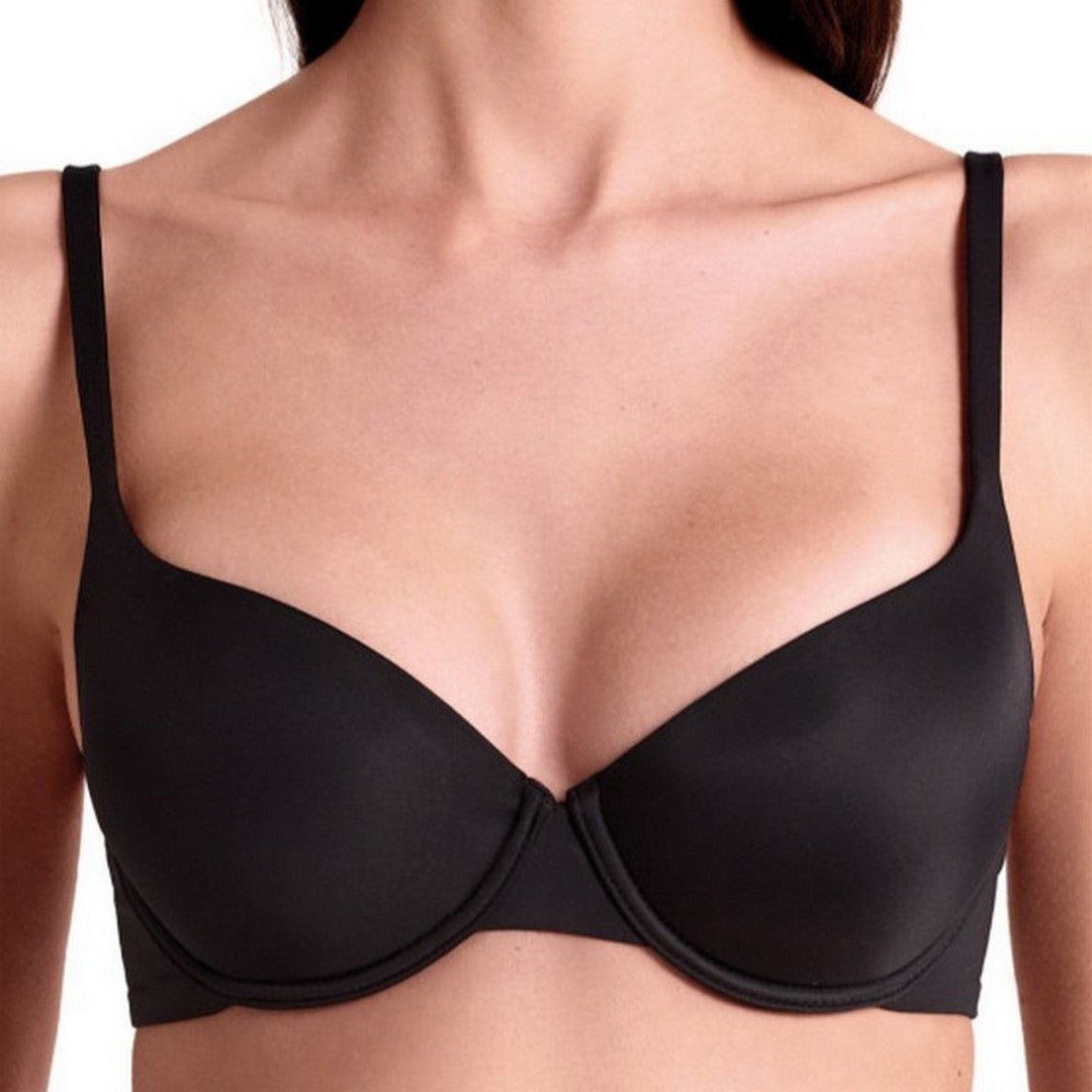Lormar Reggiseno Donna Balconcino Imbottito in microfibra con ferretto Nero