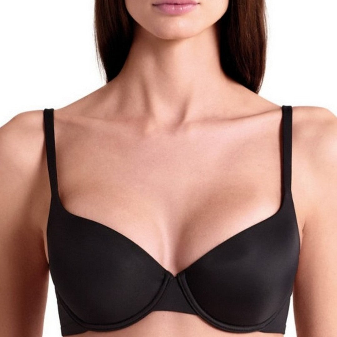 Lormar Reggiseno Donna Balconcino Imbottito in microfibra con ferretto Nero