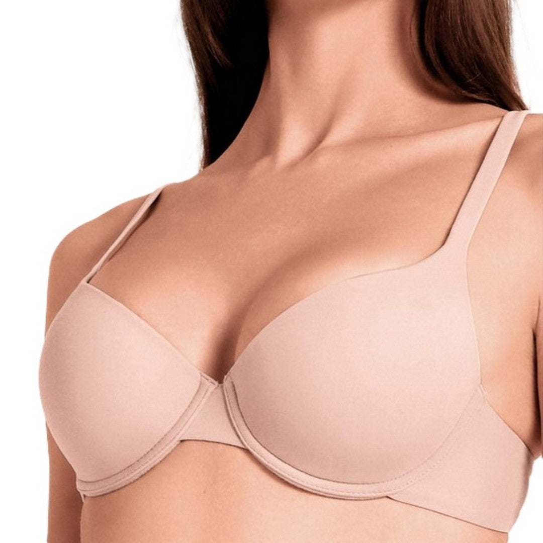 Lormar Reggiseno Donna Balconcino Imbottito in microfibra con ferretto Nudo