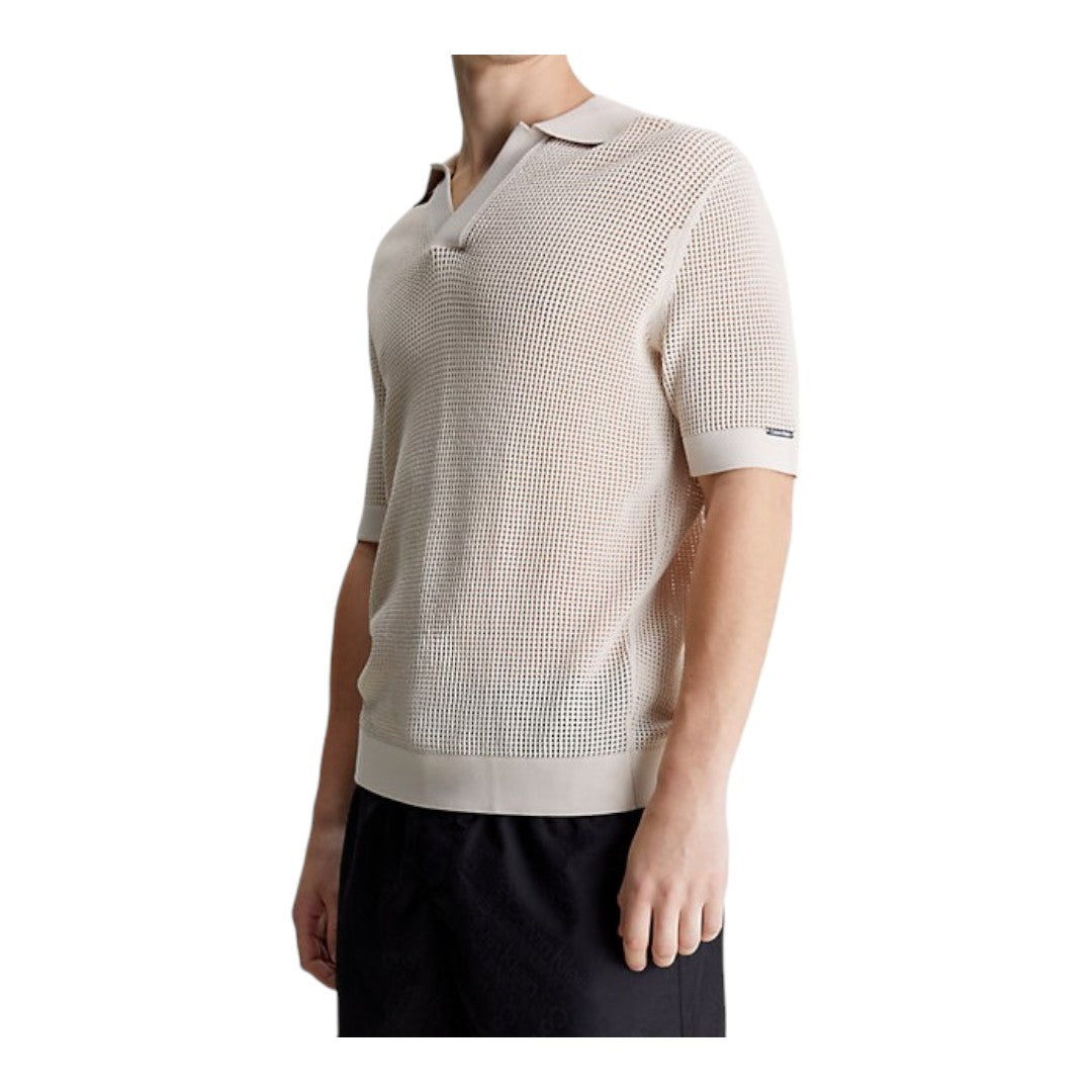 Calvin Klein Beachwear Uomo Polo Open Knit KM0KM00963-ACE