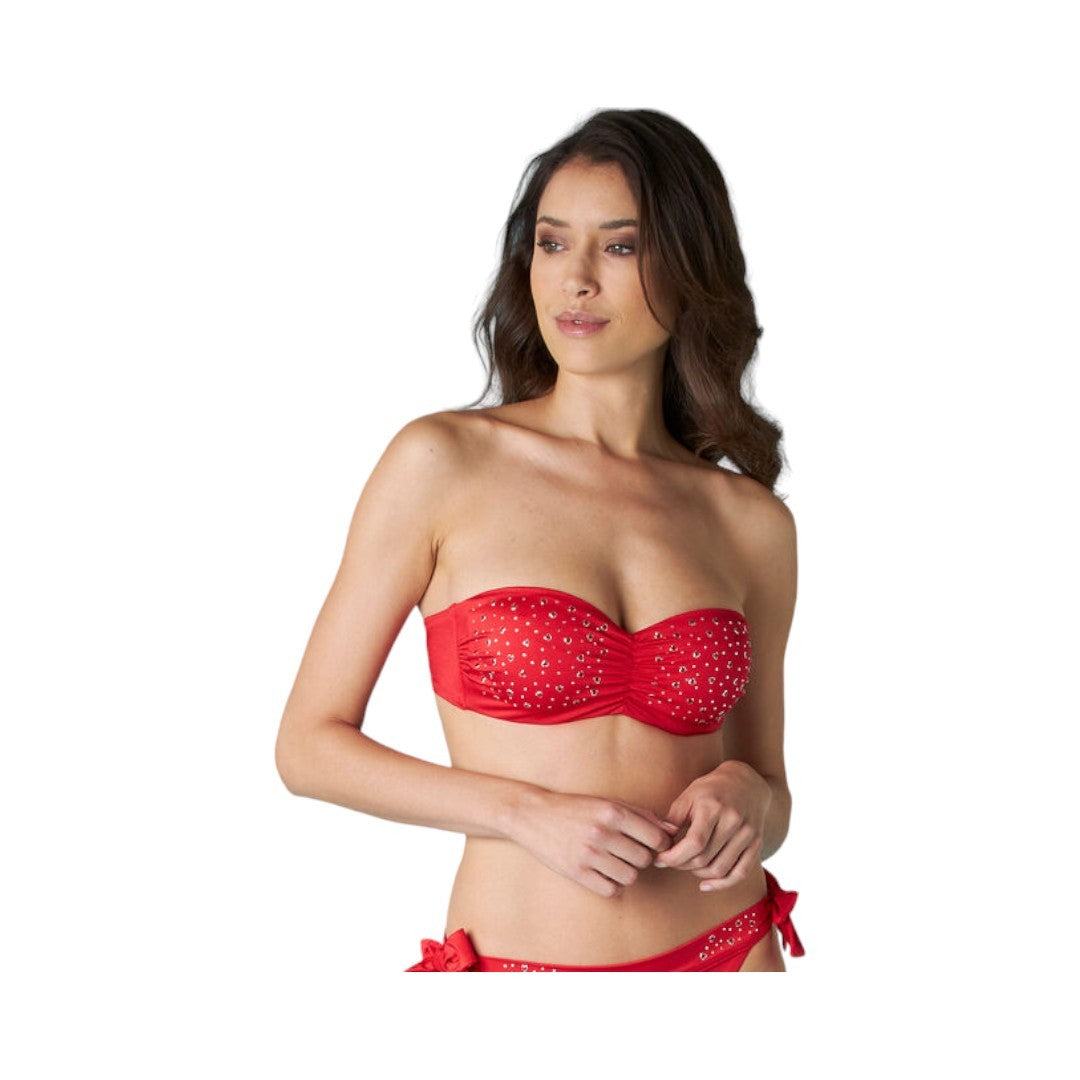 Lovable Costume Reggiseno Donna a fascia Fancy Shiny Micro, rosso- L0D41-008