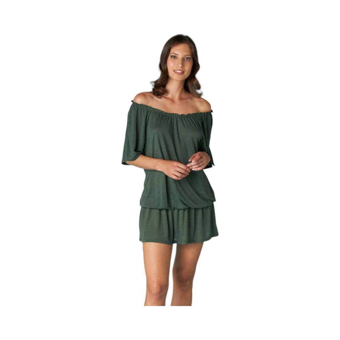 Lovable Abitino Donna in slub viscosa, verde fango- L0D5P-0TX