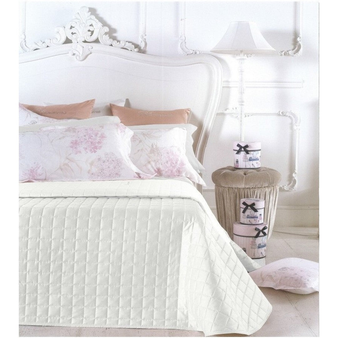 Blumarine Quilt matrimoniale Lory con logo in cristalli Swarovski 7462306 bianco