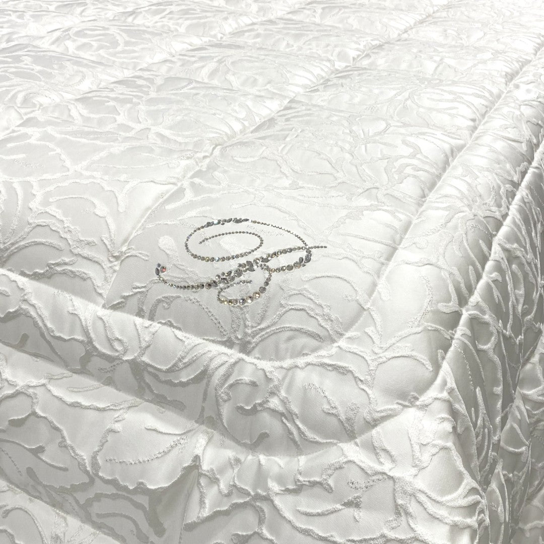 Blumarine Trapunta matrimoniale jacquard con logo Rosengart Swarovski Perla