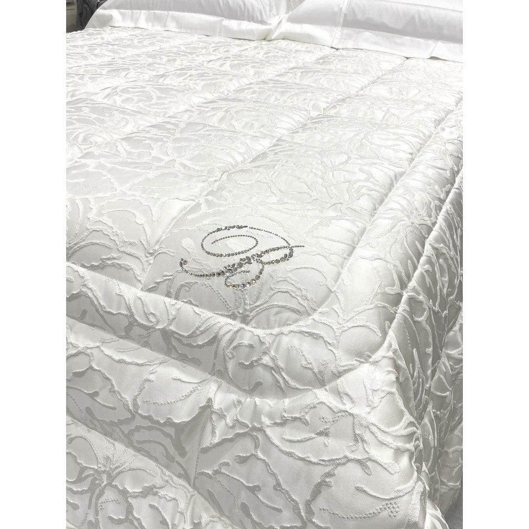 Blumarine Trapunta matrimoniale jacquard con logo Rosengart Swarovski Perla