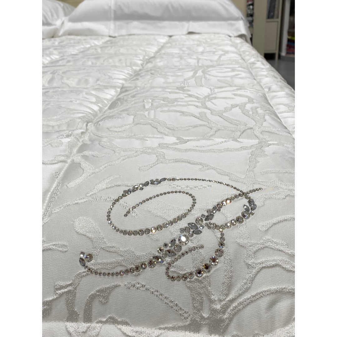 Blumarine Trapunta matrimoniale jacquard con logo Rosengart Swarovski Perla