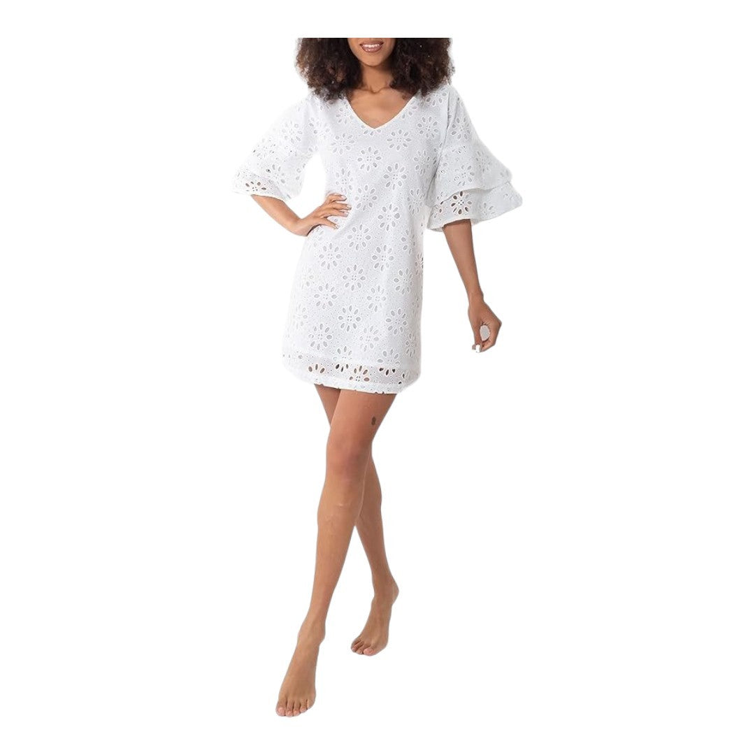 Iconique Abito Donna Diana Mini Dress Sangallo Bianco - IC23-015