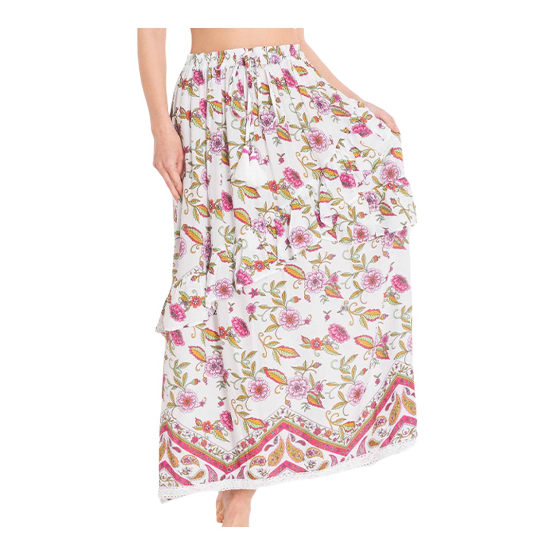 Audrey Skirt Bianco Fiorato