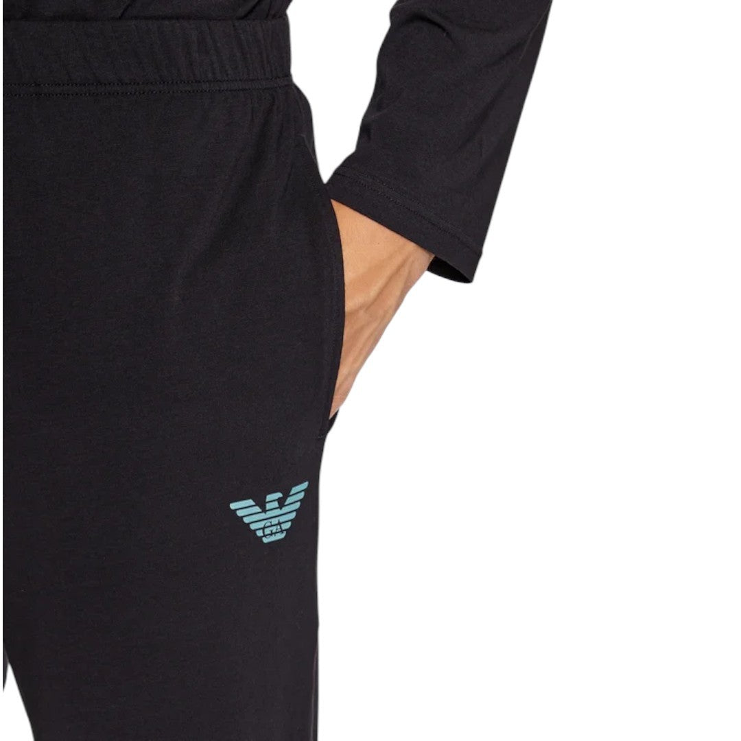 Emporio Armani Pigiama Uomo Cotone Logo Eagle Nero 112033 3F516 00020