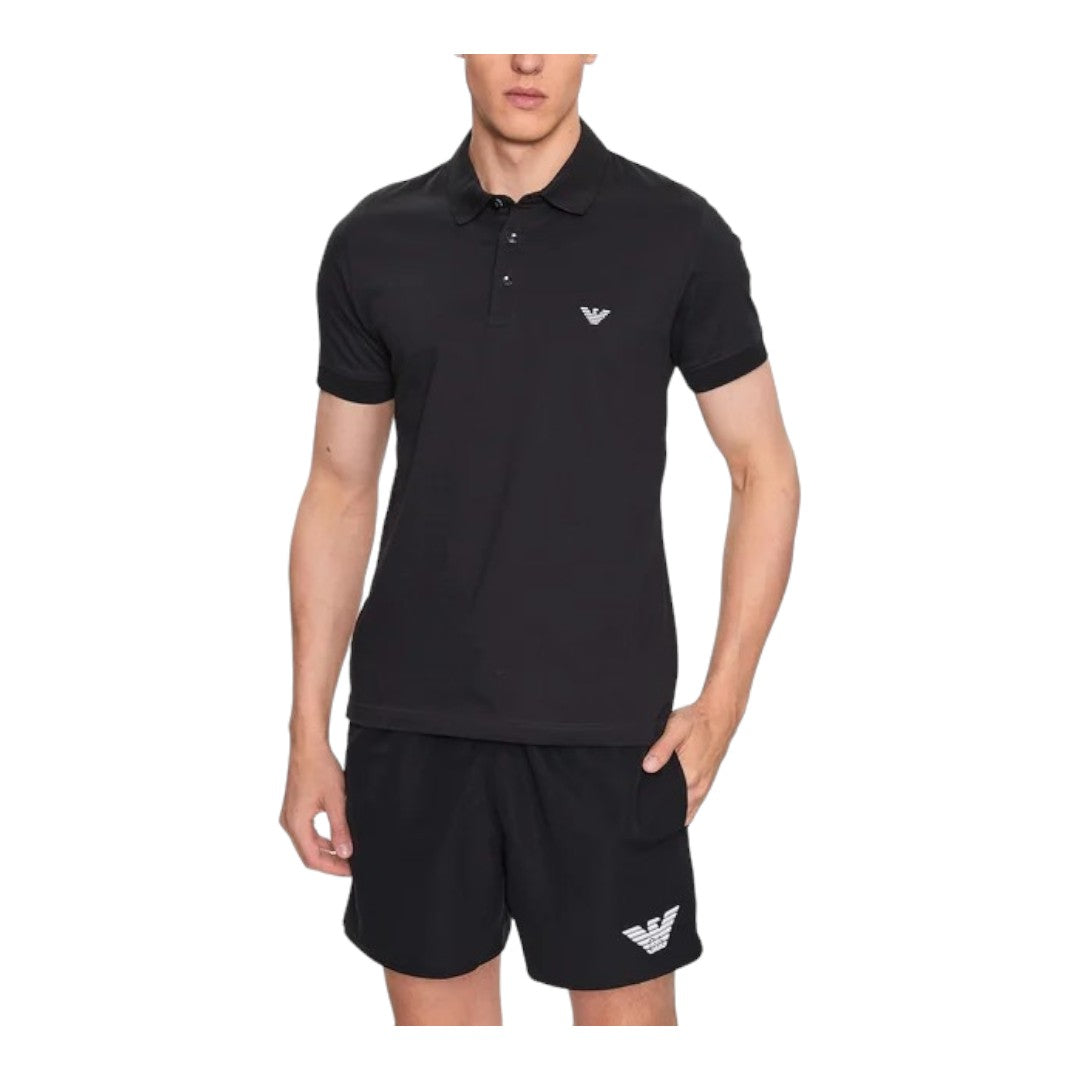 Emporio Armani Polo Uomo Beachwear Piquet Nero - 211804 3R461 00020