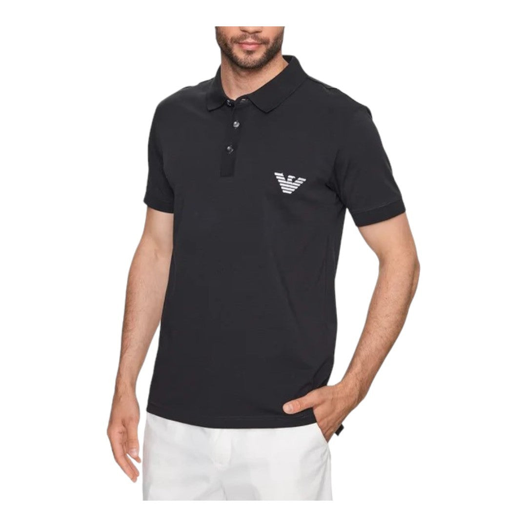 Emporio Armani Polo Uomo Beachwear Jersey Nero - 211804 3R482 00020