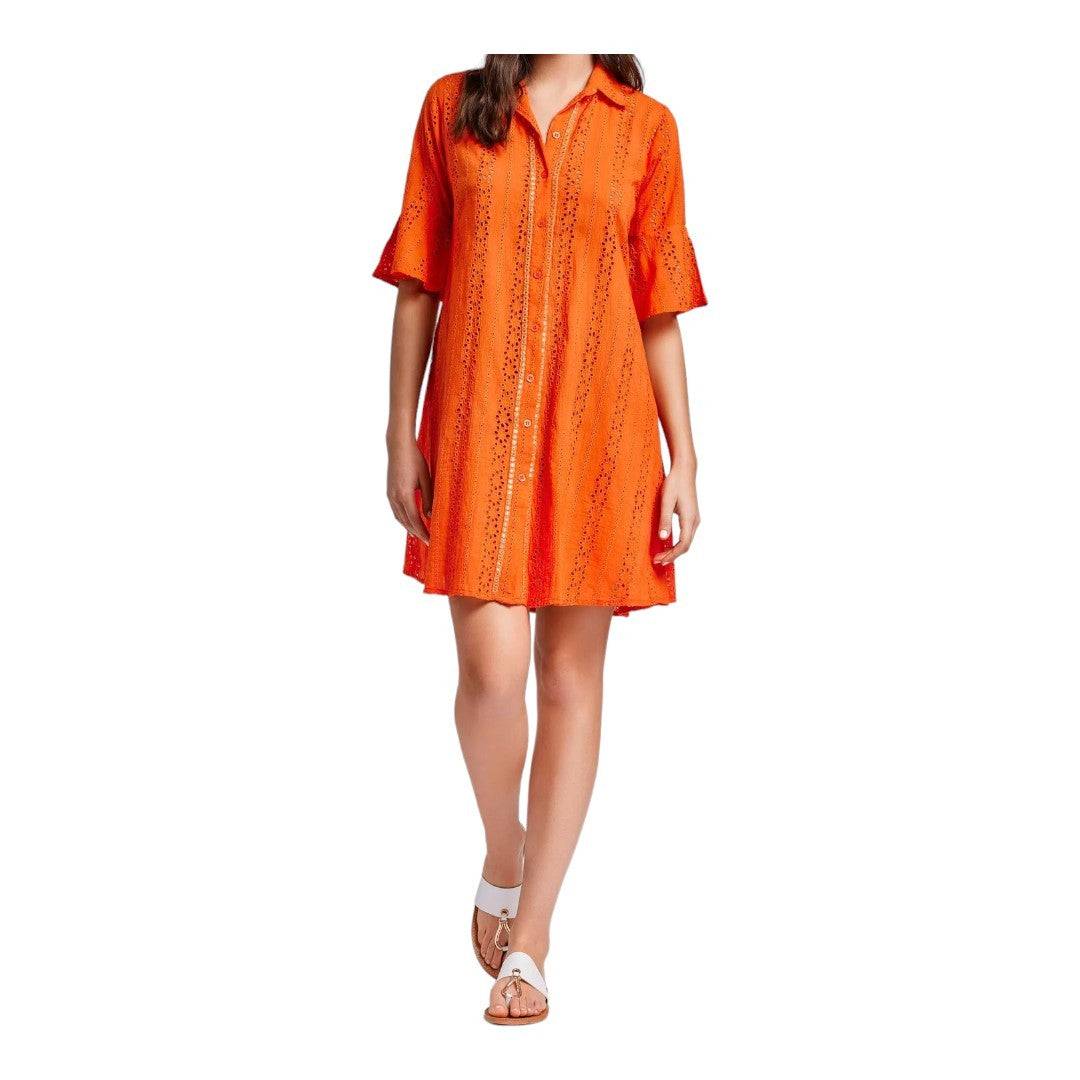 Romina 3/4 sleeve shirt dress[ORANGE-2XL]